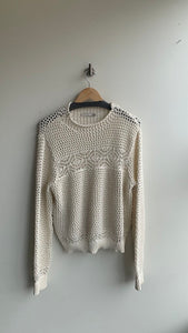 Pre-Owned Black Tape White Open Crochet Sweater- Size X-Large