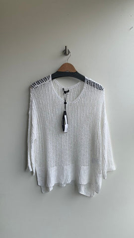 Pre-Owned Charlie B White Mesh Long Sleeve Sweater (NWT)- Size Large