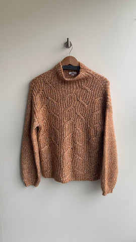 Pre-Owned Tribal Caramel Orange Mock Neck Cable Knit Sweater- Size Medium