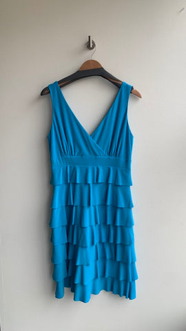 Pre-Owned Frank Lyman Blue Sleeveless Ruffled Tiered Dress- Size 12