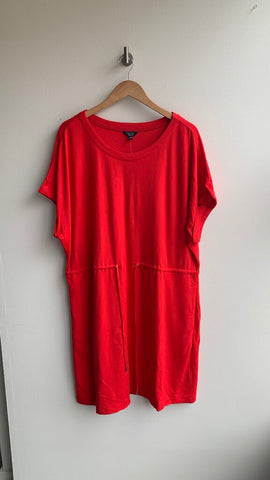 Pre-Owned Rachel Roy Red Drawstring Waist Scoop Neck T-Shirt Dress- Size XX-Large