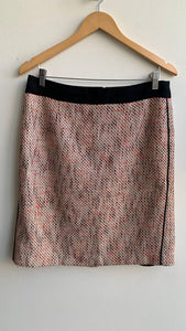 Pre-Owned Banana Republic Black Trim Taupe/Coral Tweed Pencil Skirt - Size 8