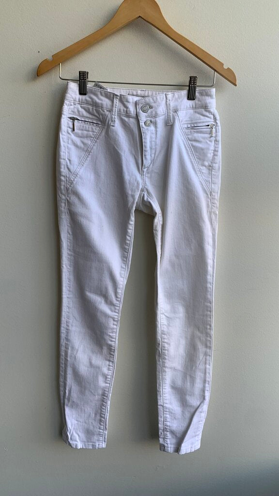 Pre-Owned Mavi White Skinny Zip Pant Denim- Size 25