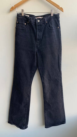 Pre-Owned Levi's Washed Black Ribcage Straight Jeans - Size 29