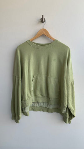 Pre-Owned Vans Green Kanagroo Pocket Crewneck Sweatshirt - Size Medium