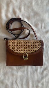 Pre-Owned Patricia Nash Brown w/ Natural Weave Small Crossbody