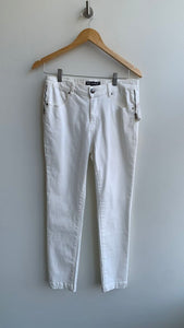 Pre-Owned Picadilly White Side Zip Skinny Jeans - Size 8
