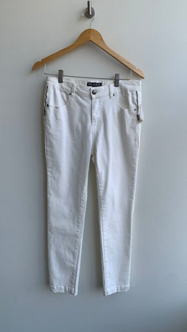 Pre-Owned Picadilly White Side Zip Skinny Jeans - Size 8