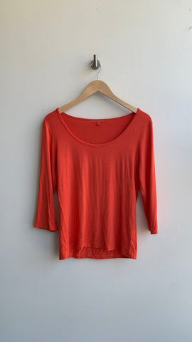 Pre-Owned CYC Orange Scoop Neck 3/4 Sleeve Top - Size Large