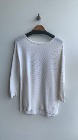 Pre-Owned Wilfred White Ribbed 3/4 Sleeve Sweater - SIze Medium