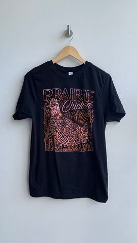Pre-Owned Hardressed Black 'Prairie Chicken' Tee - Size Medium