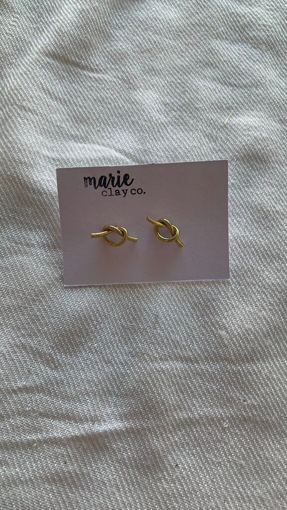 Pre-Owned Marie Clay Co Gold Knot Stud Earrings