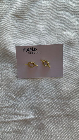 Pre-Owned Marie Clay Co Gold Knot Stud Earrings