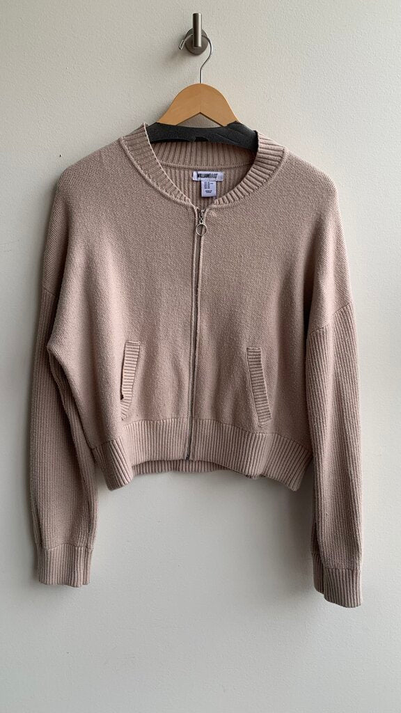 Pre-Owned Willian Rast Beige Knit Bomber Style Sweater- Size X-Large