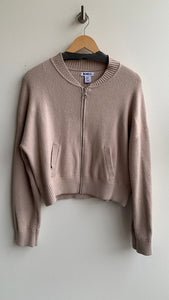 Pre-Owned Willian Rast Beige Knit Bomber Style Sweater- Size X-Large