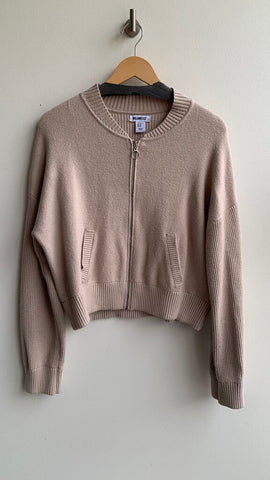 Pre-Owned Willian Rast Beige Knit Bomber Style Sweater- Size X-Large