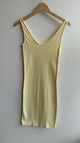Pre-Owned Jacqueline de Yong Yellow/White Vertical Stripe Sleeveless Dress - Size X-Small