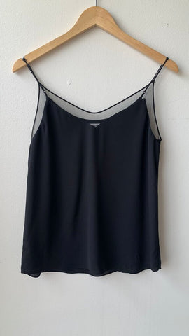 Pre-Owned Babaton Black Mesh Detail V-Neck Layered Tank Top- Size Small