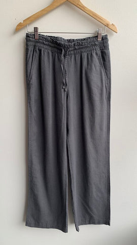 Pre-Owned Hollister Charcoal Adjustable- Rise Pull On Baggy Linen Pant- Size Small