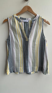 Pre-Owned Carve Design White Stripe Multi Colour V-Neck Sleeveless Top- Size X-Small