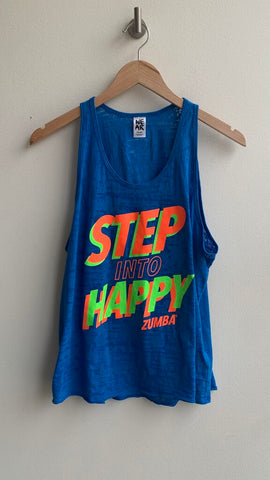 Pre-Owned Zumba Wear Blue 'Step Into Happy' Tank - Size X-Large