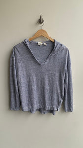 Pre-Owned C&C California White/Navy Stripe Hooded Long Sleeve Top - Size Medium