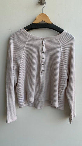 Pre-Owned Z Supply Cream Waffle Relaxed Top - Size Medium