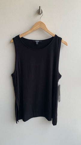 Pre-Owned Badgley Mischka Black High Neck Sleeveless Split Sides Tank Top (NWT)- Size XXL