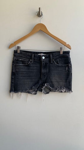 Pre-Owned Levi's Washed Black 711 Denim Raw Hem Shorts - Size 30