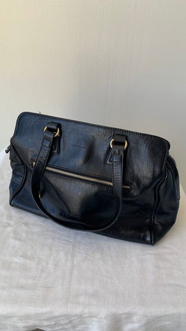 Pre-Owned David Jones Black 3 Compartment Double Strap Handbag
