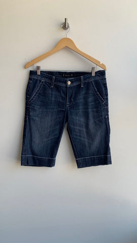 Pre-Owned Fidelity Mid Blue Wash 'Honey Suckle Crop' Shorts- Size Large (Estimated)