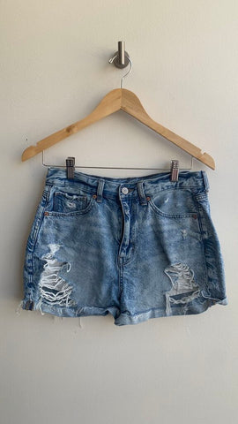 Pre-Owned American Eagle Mid-Blue Distressed Denim SHorts - Size 8