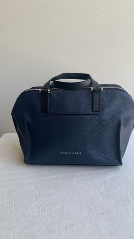 Pre-Owned Danielle Nicole Pebbled Navy with Black Straps 3 Compartment Handbag