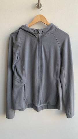 Pre-Owned Grey Hooded Zip Front Jacket - SIze 10