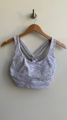 Pre-Owned Lululemon White/Grey Criss-Cross Sports Bra - Size 10