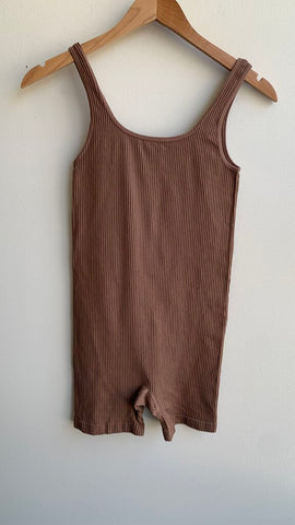 Pre-Owned RD Style Brown Ribbed Fitted Romper - Size XS/S
