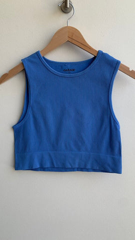 Pre-Owned Garage Blue Ribbed Sleeveless Crop Top - Size Medium
