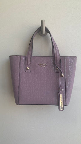 Guess Lavender Mini Logo Stamped Handbag with Crossbody Strap