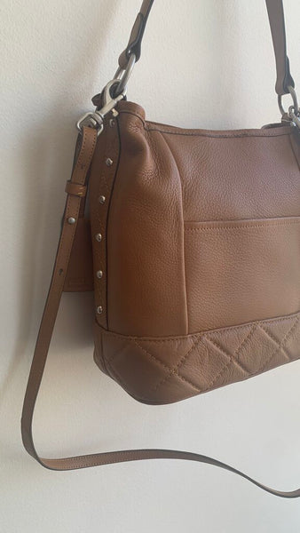 Pre-Owned Aimee Kestenberg Brown Quilted Bottom Leather Shoulder Bag/Crossbody (NWT)
