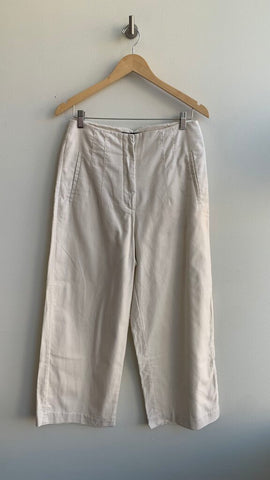 Pre-Owned Cream Wide Leg Pleated Pants - Size Large