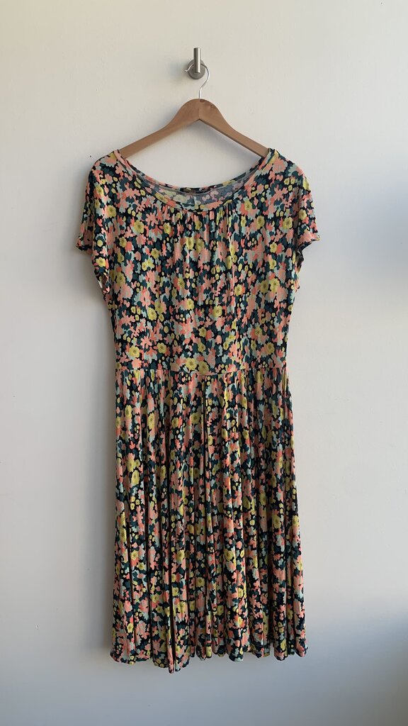 Pre-Owned MaxMara Floral Cap Sleeve Pleated Dress - Size Large (Estimated)