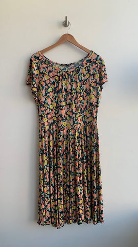 Pre-Owned MaxMara Floral Cap Sleeve Pleated Dress - Size Large (Estimated)