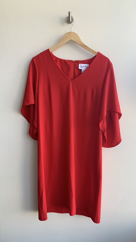 Pre-Owned Joseph Ribkoff Red Drape Short Sleeve Shift Dress- Size 8