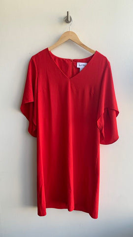 Pre-Owned Joseph Ribkoff Red Drape Short Sleeve Shift Dress- Size 8