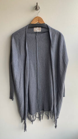 Pre-Owned Jackson Rowe Grey Knit Open Front Tassel Cardigan - Size Small