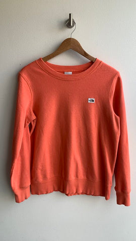 Pre-Owned The North Face Neon Orange Fleece Crewneck Sweater - Size Small