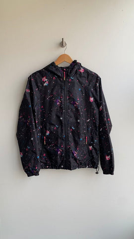 Pre-Owned Superdry Black Paint Splatter Wind Breaker Jacket- Size X-Small