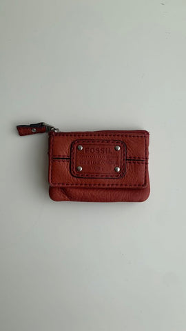 Pre-Owned Fossil Red Genuine Leather Coin Purse
