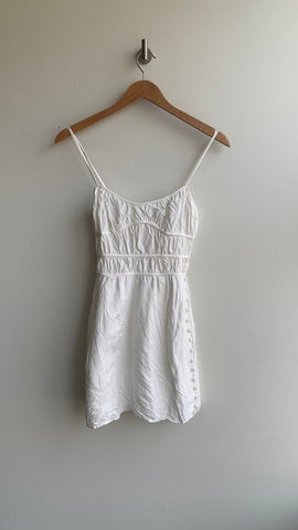 Pre-Owned Sabo White Spaghetti Strap Button Side Mini Dress- Size X-Small
