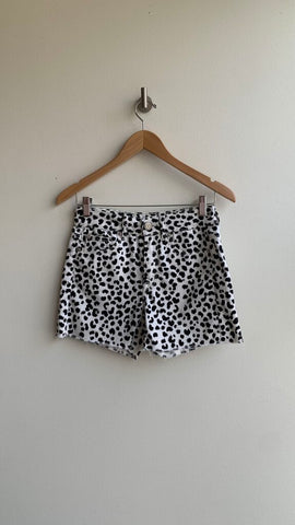 Pre-Owned American Eagle White/Black Spotted High Rise Shorts- Size 2